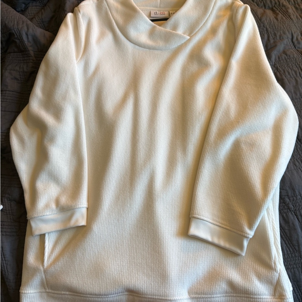Denim&Co Cream Cowl Neck Sweater